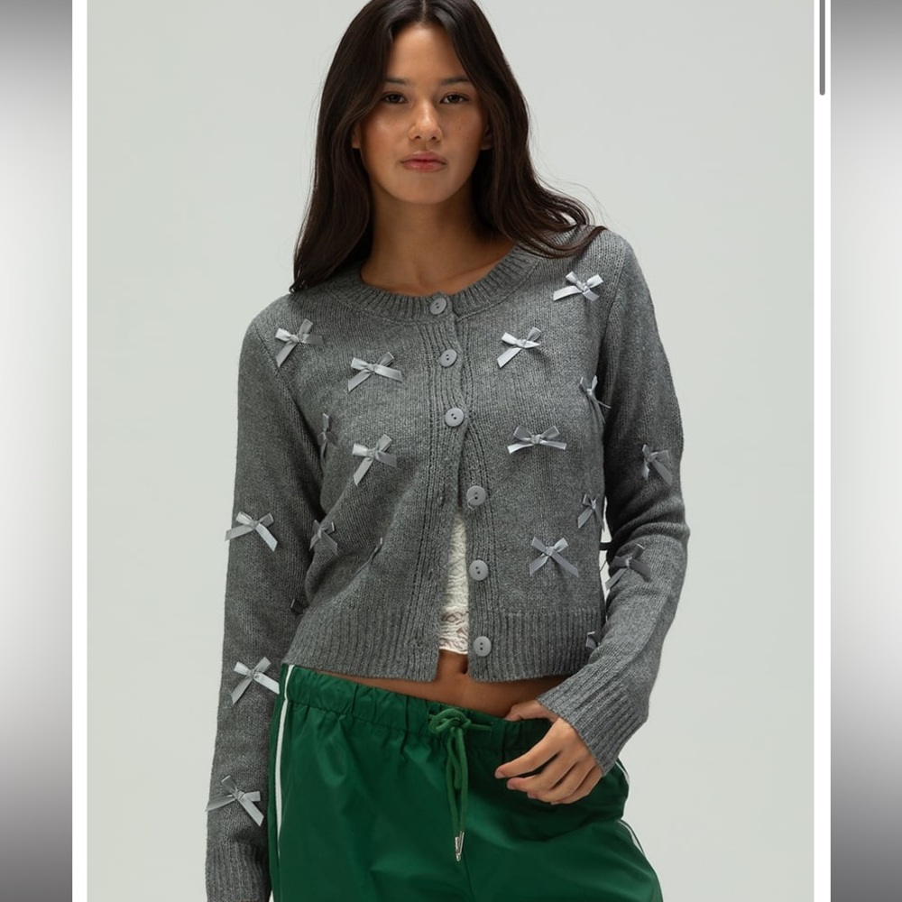 RSQ Womens Multi Bow Crewneck Cardigan